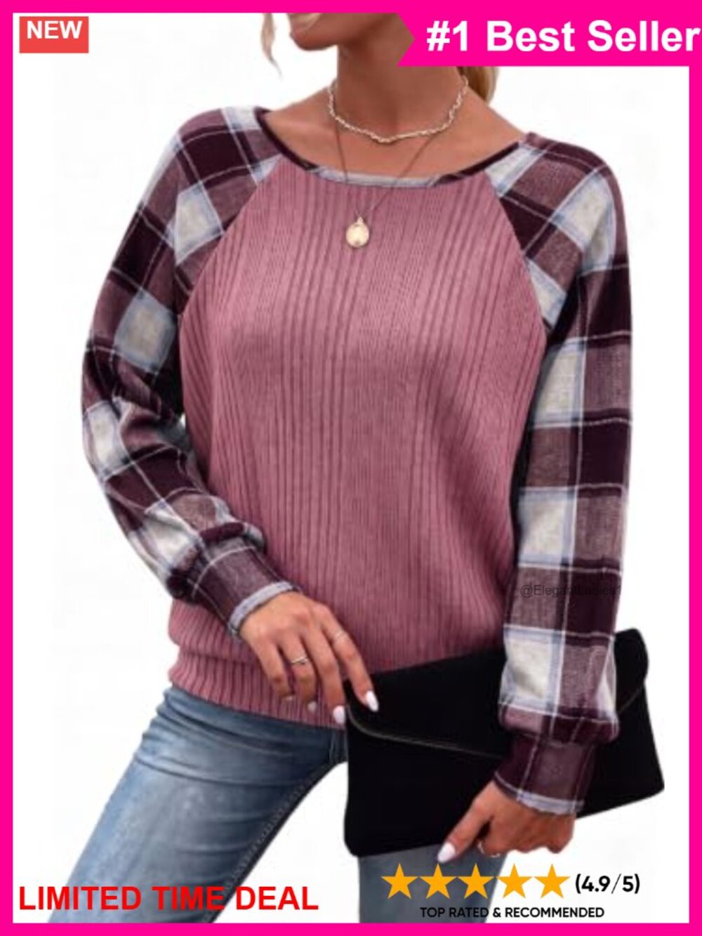Women's Batwing Long Sleeve Tunic Sweater Pullover Crew Neck Loose Fit